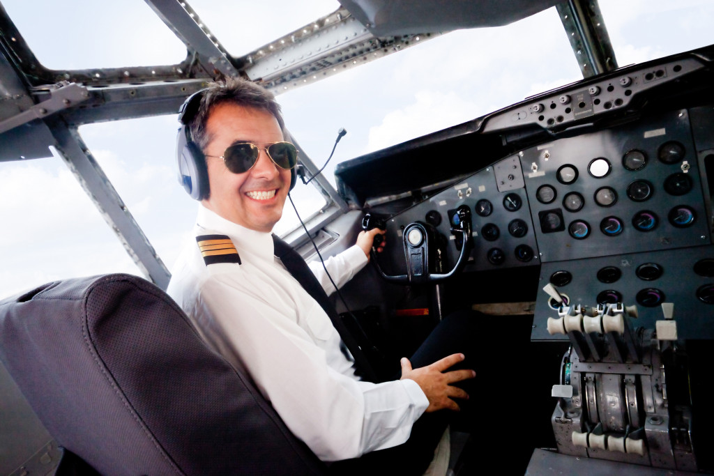 pilot driving a plane